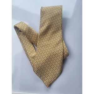 Stafford handmade silk tie‎ yellow white blue geometric